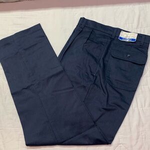 Vintage Lands' End Navy Chino Trousers Mens 38 Traditional Fit Cotton Poly Blend